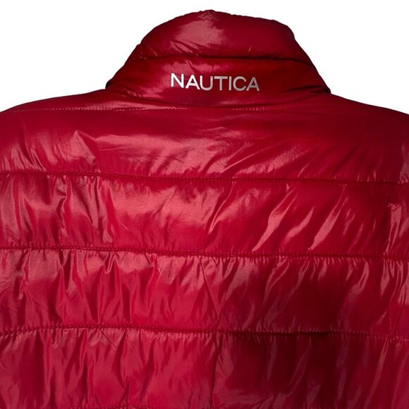 NAUTICA Mens Quilted Puffer Jacket Water Wind Resistant Red Fleece Lined XL Coat - Picture 9 of 14